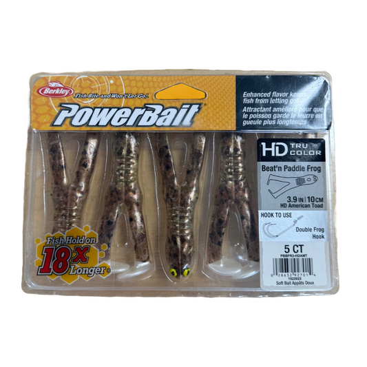 Berkley Powerbait Frog Plastic Bait Beat'n Paddle Frog 3.9" 5 Count